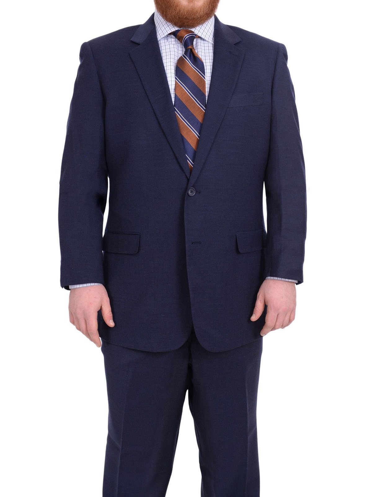 Lazetti Couture Sale Suits Lazetti Couture Portly Fit Navy Blue Textured Two Button Wool Suit
