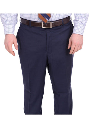 Lazetti Couture Sale Suits Lazetti Couture Portly Fit Navy Blue Textured Two Button Wool Suit