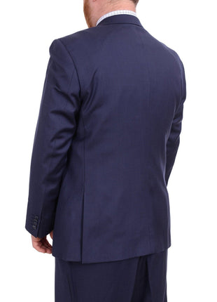 Lazetti Couture TWO PIECE SUITS Lazetti Couture Men's Portly Fit Solid Navy Blue Two Button 100% Wool Suit