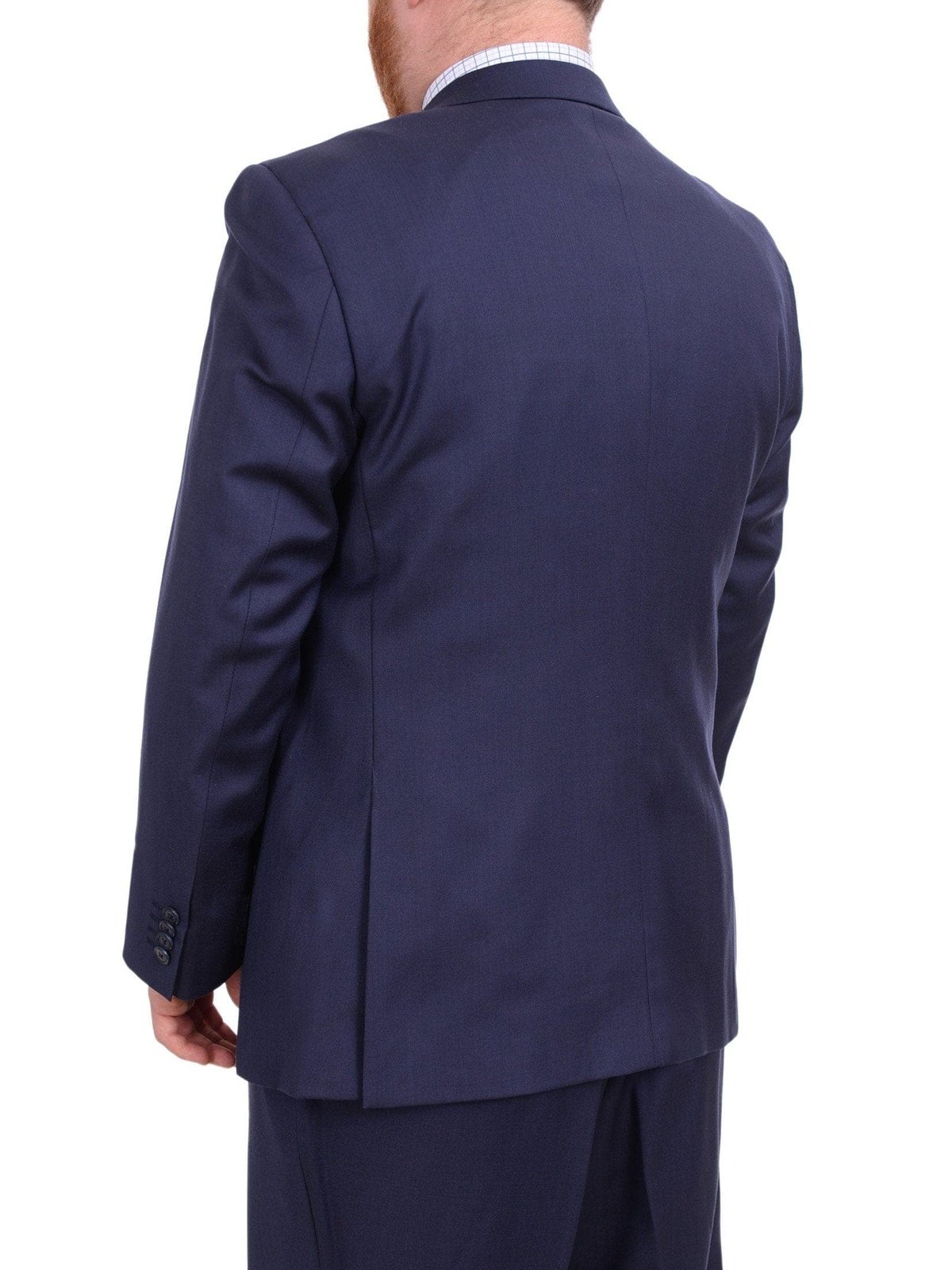 Lazetti Couture TWO PIECE SUITS Lazetti Couture Men&#39;s Portly Fit Solid Navy Blue Two Button 100% Wool Suit