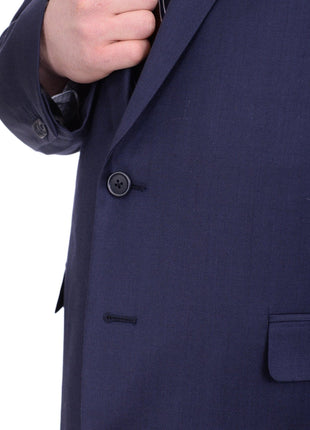 Lazetti Couture TWO PIECE SUITS Lazetti Couture Men's Portly Fit Solid Navy Blue Two Button 100% Wool Suit