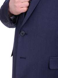 Thumbnail for Lazetti Couture TWO PIECE SUITS Lazetti Couture Men's Portly Fit Solid Navy Blue Two Button 100% Wool Suit