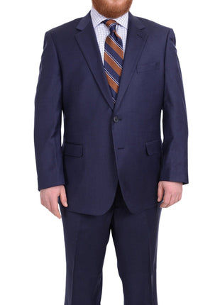 Lazetti Couture TWO PIECE SUITS Lazetti Couture Men's Portly Fit Solid Navy Blue Two Button 100% Wool Suit