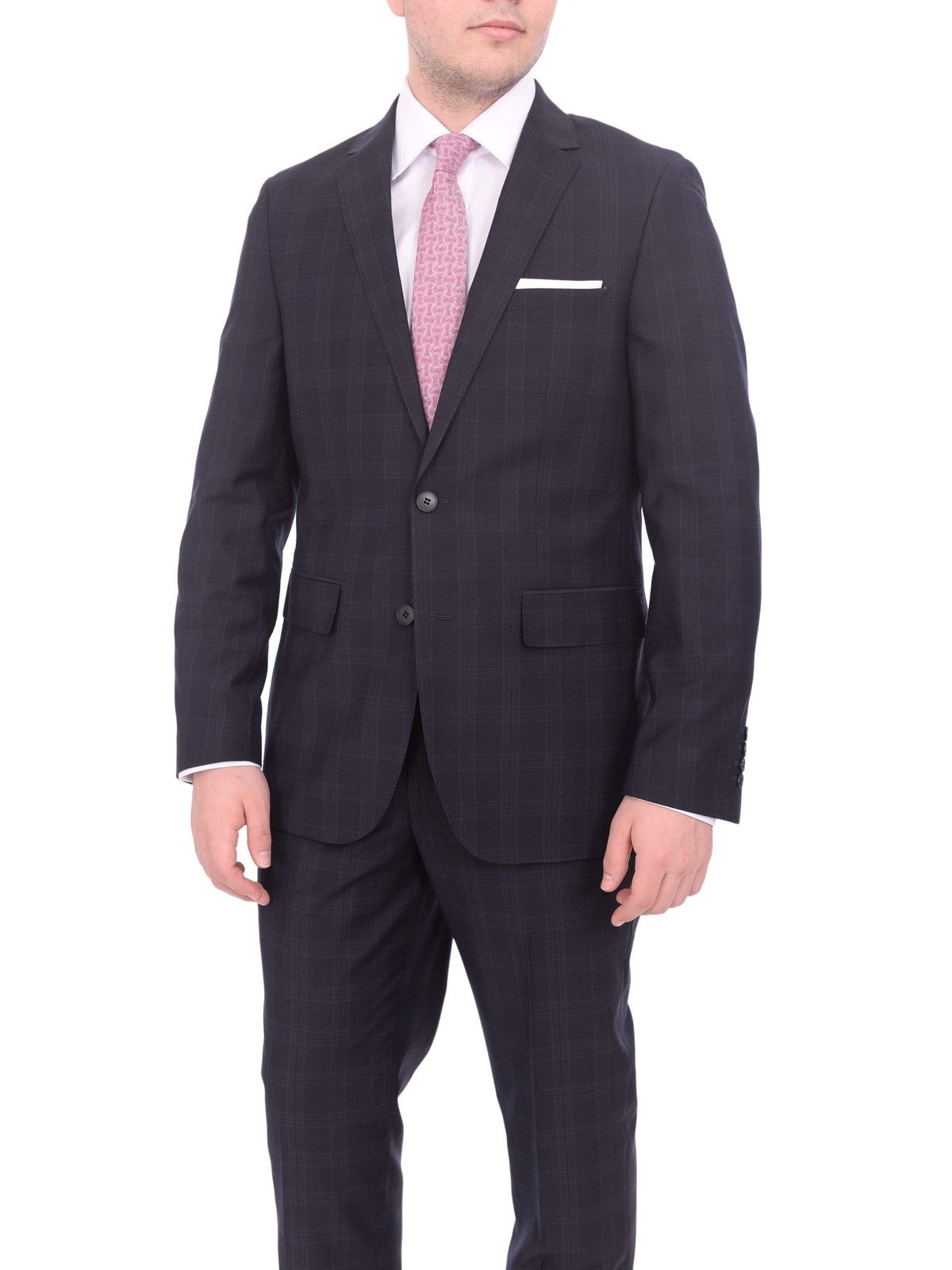 3 piece Navy Blue Slim Fit Men's Suit with Vest Set | Paul Malone
