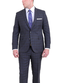 Thumbnail for London Fog TWO PIECE SUITS Extra Slim Fit Charcoal Gray Plaid Two Button Wool Blend Suit