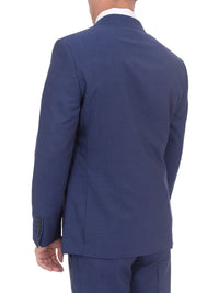 Thumbnail for London Fog TWO PIECE SUITS Extra Slim Fit Mens Blue Textured Two Button Wool Suit With Pick Stitching