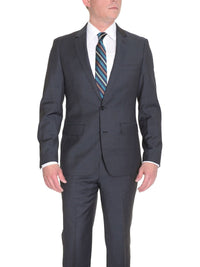 Thumbnail for London Fog TWO PIECE SUITS Extra Slim Fit Solid Charcoal Gray Two Button Wool Suit