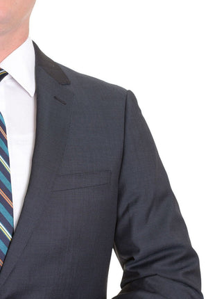 London Fog TWO PIECE SUITS Extra Slim Fit Solid Charcoal Gray Two Button Wool Suit
