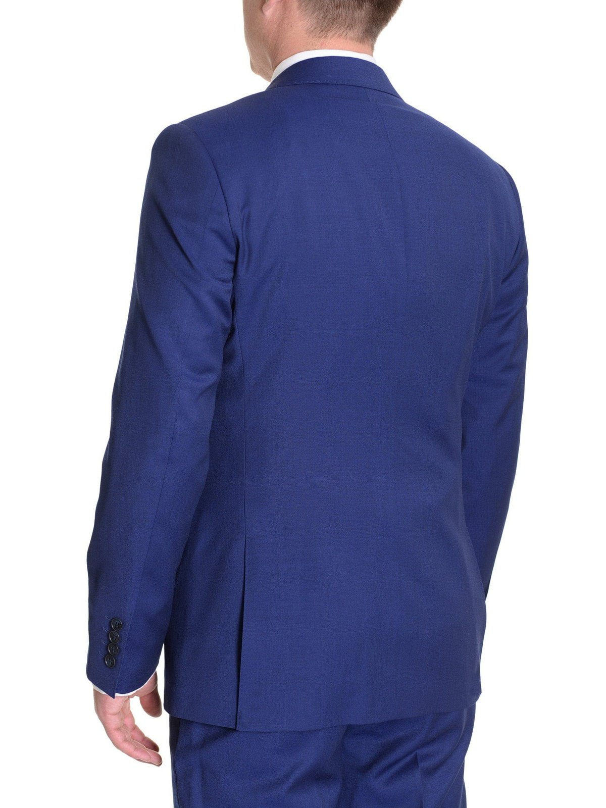 London Fog TWO PIECE SUITS Extra Slim Fit Solid Royal Blue Two Button Wool Suit