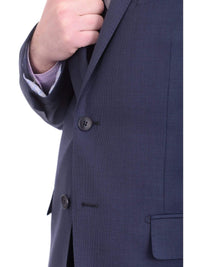 Thumbnail for London Fog TWO PIECE SUITS Mens Extra Slim Fit Blue Textured Two Button Wool Suit