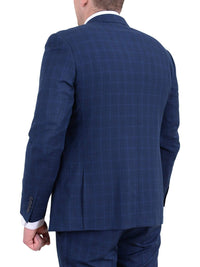 Thumbnail for London Fog TWO PIECE SUITS Mens Extra Slim Fit Blue Windowpane Two Button Wool Blend Suit