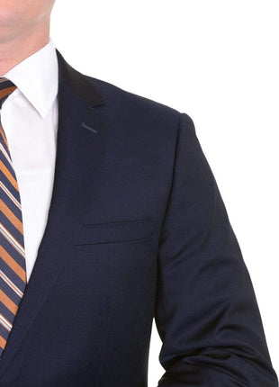 London Fog TWO PIECE SUITS Mens Extra Slim Fit Solid Navy Blue Two Button Wool Suit