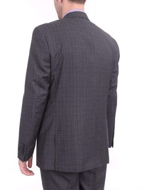 Thumbnail for London Fog TWO PIECE SUITS Mens Slim Fit Charcoal Gray Plaid Two Button Wool Suit