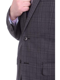 Thumbnail for London Fog TWO PIECE SUITS Mens Slim Fit Charcoal Gray Plaid Two Button Wool Suit