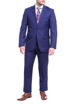 London Fog TWO PIECE SUITS Private Label Slim Fit Solid Royal Blue Two Button Wool Suit With Pick Stitching