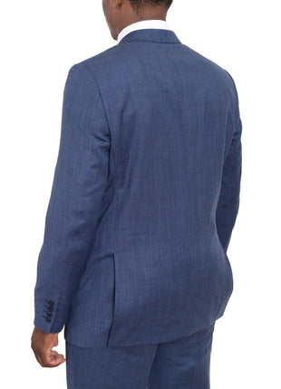 London Fog TWO PIECE SUITS Slim Fit Blue Nailhead Two Button Wool Suit