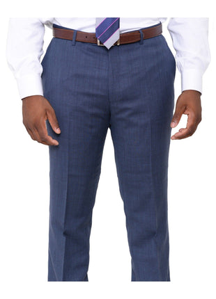 London Fog TWO PIECE SUITS Slim Fit Blue Nailhead Two Button Wool Suit