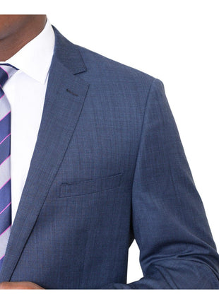 London Fog TWO PIECE SUITS Slim Fit Blue Nailhead Two Button Wool Suit