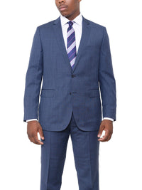 Thumbnail for London Fog TWO PIECE SUITS Slim Fit Blue Nailhead Two Button Wool Suit