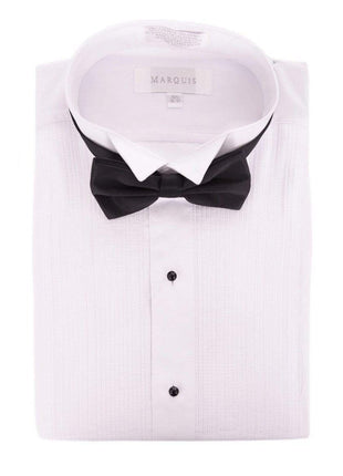 Marquis 15 1/2 32/33 Marquis Classic Fit Solid White Wingtip Collar Cotton Blend Pleated Tuxedo Shirt