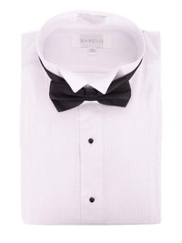 Thumbnail for Marquis 15 1/2 32/33 Marquis Classic Fit Solid White Wingtip Collar Cotton Blend Pleated Tuxedo Shirt