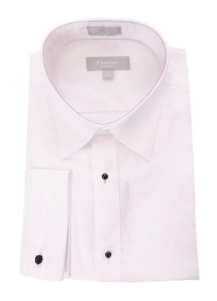 Marquis 15 1/2 32/33 Marquis Classic Fit White Textured Spread Collar French Cuff Cotton Tuxedo Shirt