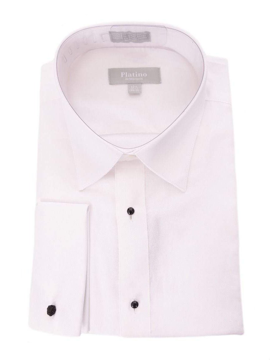 Marquis Classic Fit White Textured Spread Collar French Cuff Cotton Tuxedo Shirt, 15 1/2 / 34/35 Marquis Classic Fit White Textured Spread Collar French Cuff Cotton Tuxedo Shirt, 15 1/2 / 34/35