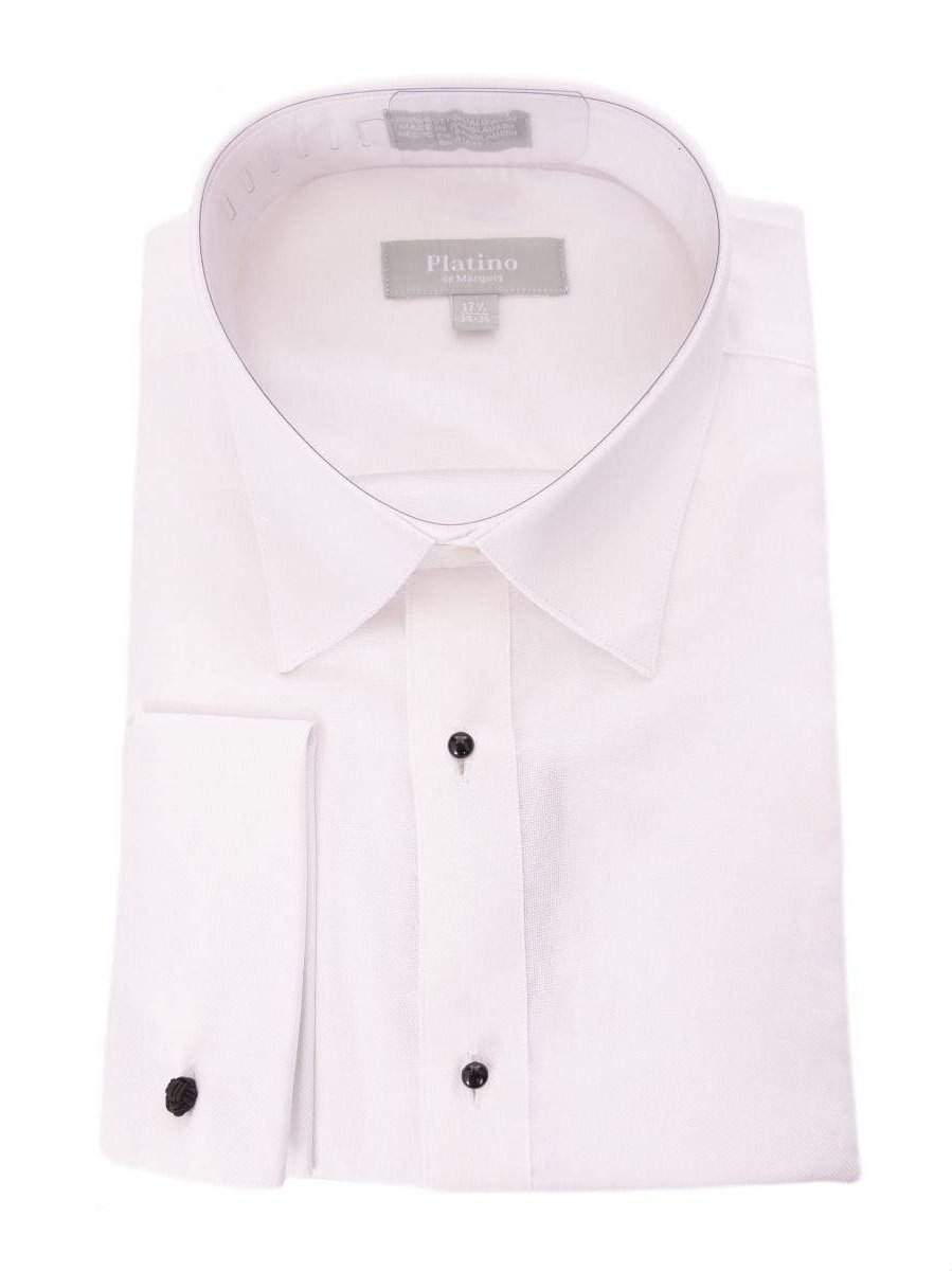Marquis 15 1/2 32/33 Marquis Classic Fit White Textured Spread Collar French Cuff Cotton Tuxedo Shirt