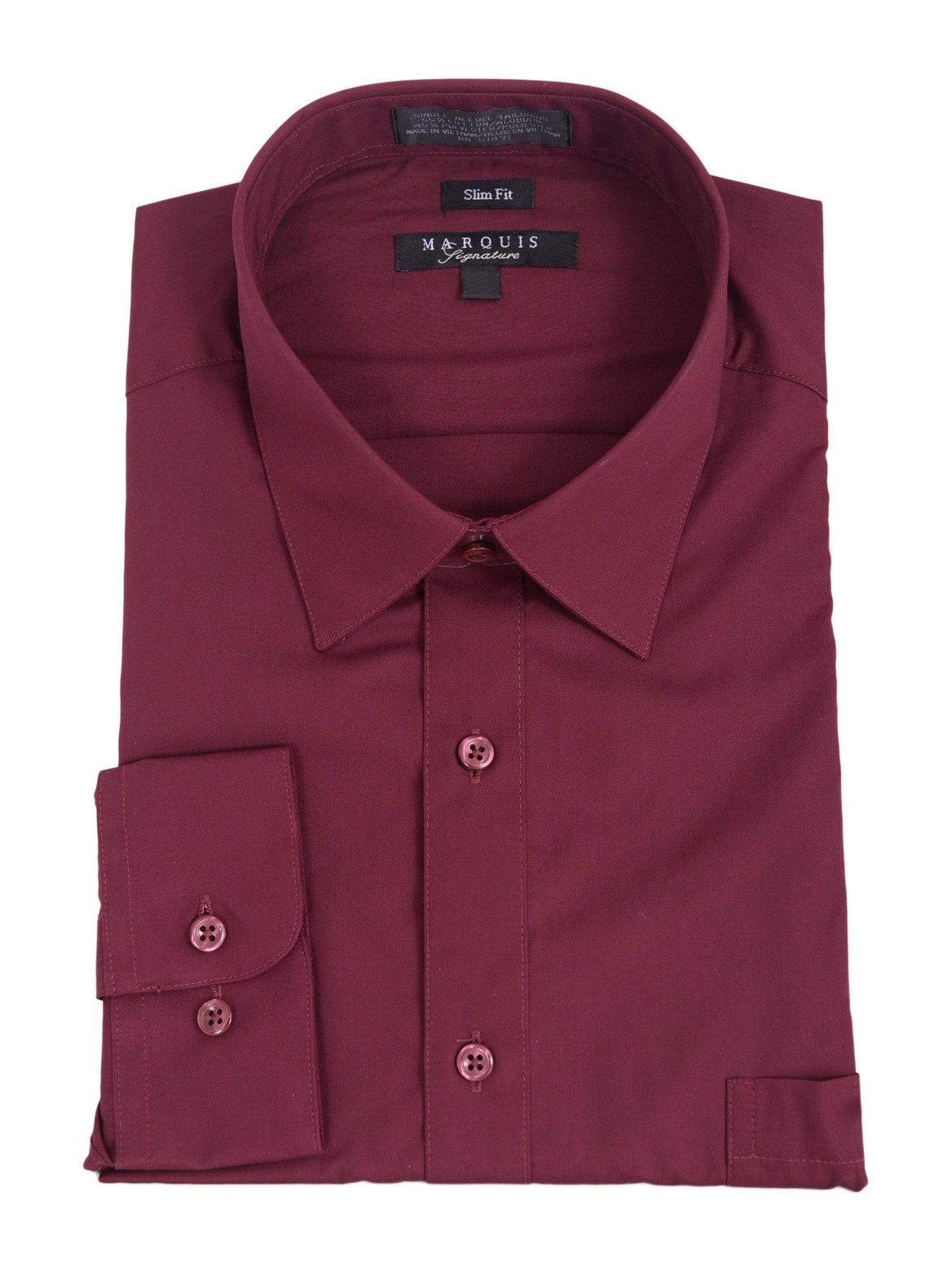 Marquis Mens Slim Fit Solid Burgundy Wrinkle Resistant Cotton Blend Dress Shirt Marquis Mens Slim Fit Solid Burgundy Wrinkle Resistant Cotton Blend Dress Shirt