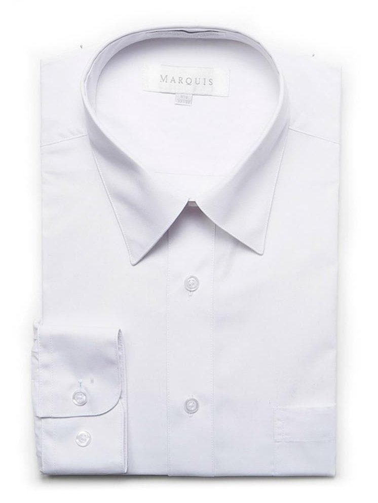 best fitting men's dress shirts Marquis Mens Classic Fit Solid White Cotton Blend Dress Shirt, 18 1/2 / 36/37