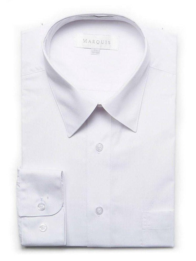 Marquis Mens Slim Fit Solid White Cotton Blend Dress Shirt, 16 1/2 / 32/33 Marquis Mens Slim Fit Solid White Cotton Blend Dress Shirt, 16 1/2 / 32/33