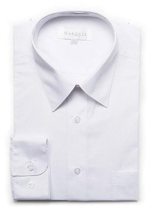 Marquis Bestselling Items Marquis Mens Slim Fit Solid White Cotton Blend Dress Shirt