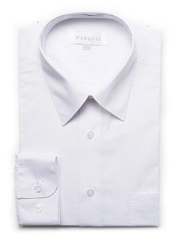 Marquis Mens Slim Fit Solid White Cotton Blend Dress Shirt, 16 1/2 / 32/33 Marquis Mens Slim Fit Solid White Cotton Blend Dress Shirt, 16 1/2 / 32/33