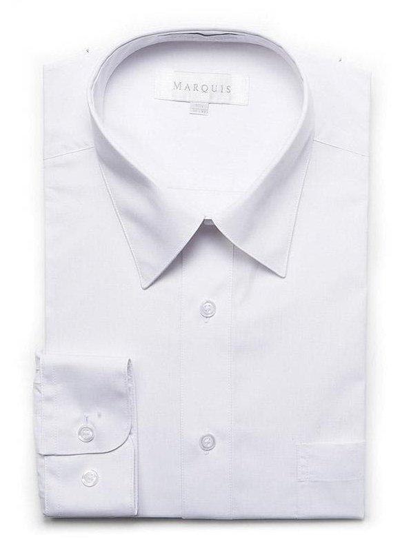 Marquis Bestselling Items Marquis Mens Slim Fit Solid White Cotton Blend Dress Shirt