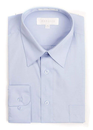 Marquis SHIRTS 16 1/2 34/35 Marquis Slim Fit Solid Light Blue Wrinkle Resistant Cotton Blend Dress Shirt