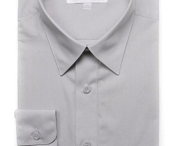 Marquis Mens Slim Fit Solid Gray Cotton Blend Dress Shirt, 18 1/2 / 36/37 Marquis Mens Slim Fit Solid Gray Cotton Blend Dress Shirt, 18 1/2 / 36/37