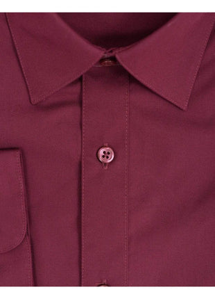 Marquis SHIRTS Marquis Classic Fit Solid Burgundy Wrinkle Resistant Cotton Blend Dress Shirt