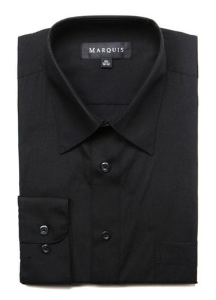Marquis SHIRTS Marquis Mens Classic Fit Solid Black Cotton Blend Dress Shirt