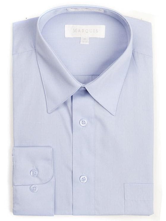 marquis dress shirts Marquis Mens Classic Fit Solid Light Blue Cotton Blend Dress Shirt, 14 1/2 / 32/33