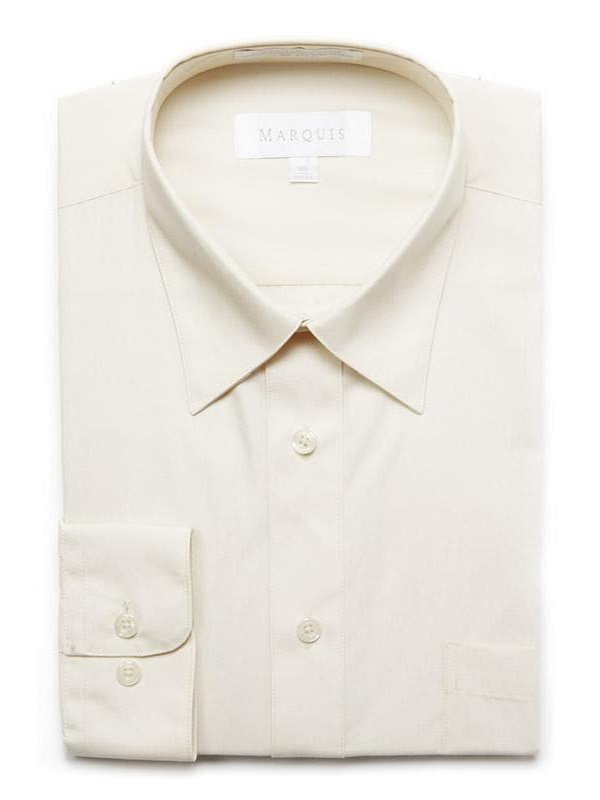 Marquis Mens Slim Fit Off White Cotton Blend Dress Shirt, 15 1/2 / 32/33 Marquis Mens Slim Fit Off White Cotton Blend Dress Shirt, 15 1/2 / 32/33