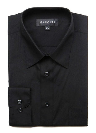 Marquis SHIRTS Marquis Mens Slim Fit Solid Black Cotton Blen Dress Shirt