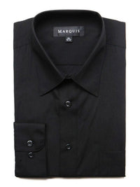 Thumbnail for Marquis SHIRTS Marquis Mens Slim Fit Solid Black Cotton Blen Dress Shirt