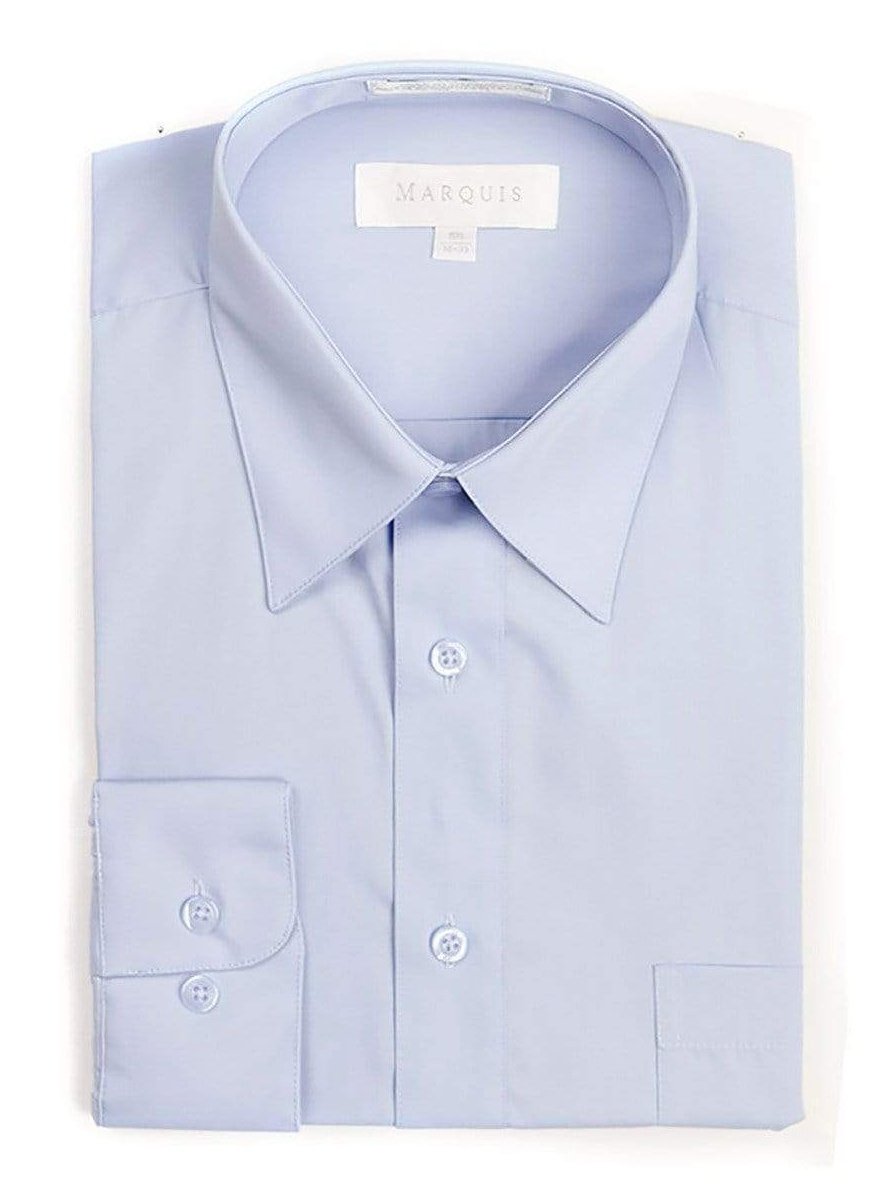 Marquis Slim Fit Solid Light Blue Wrinkle Resistant Cotton Blend Dress Shirt, 14 1/2 / 32/33 Marquis Slim Fit Solid Light Blue Wrinkle Resistant Cotton Blend Dress Shirt, 14 1/2 / 32/33