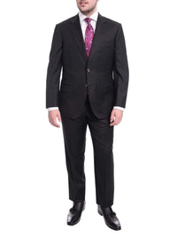 Thumbnail for Max Davoli TWO PIECE SUITS 40S Mens Regular Fit Black Tonal Striped Two Button Half Canvassed Wool Suit