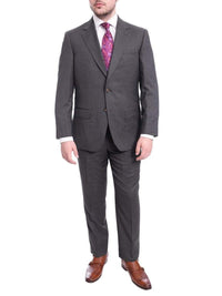 Thumbnail for Max Davoli TWO PIECE SUITS 40S Mens Regular Fit Gray Stepweave Two Button Half Canvassed Wool Suit