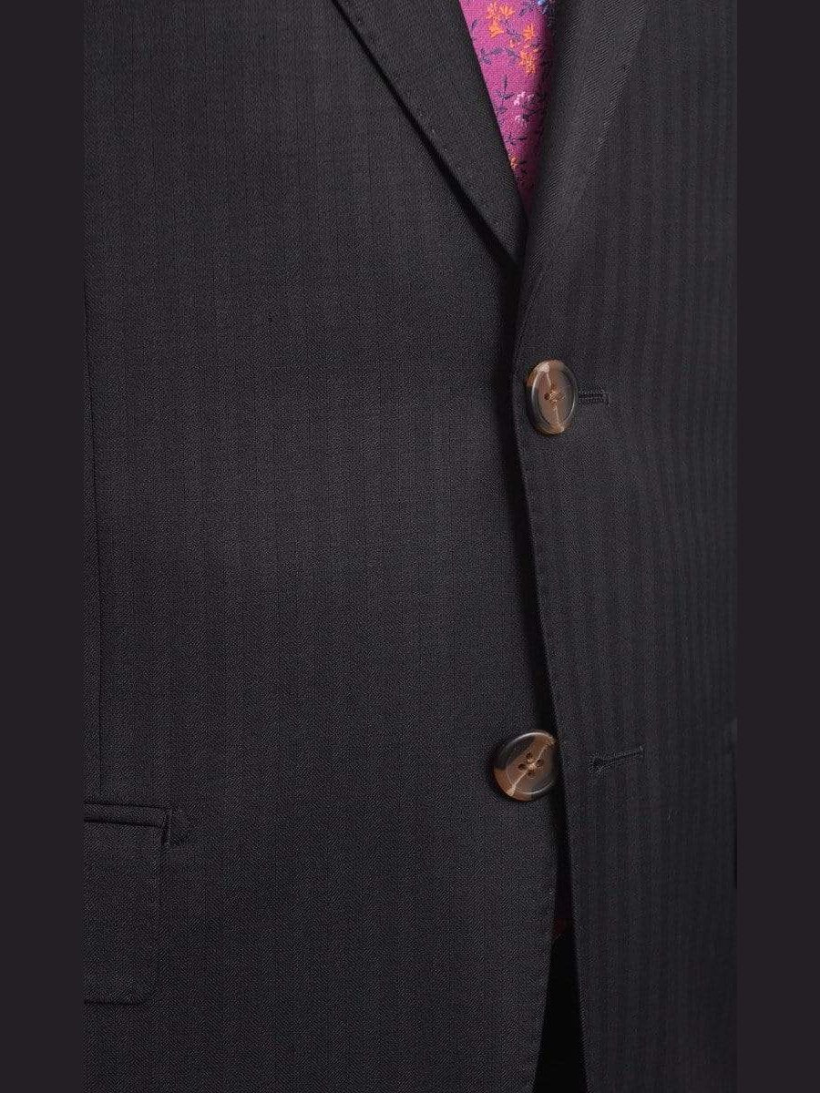 Max Davoli TWO PIECE SUITS Mens Regular Fit Black Tonal Striped Two Button Half Canvassed Wool Suit