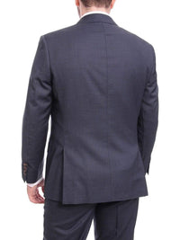 Thumbnail for Max Davoli TWO PIECE SUITS Mens Regular Fit Blue Textured Two Button Half Canvassed Super 150s Wool Suit