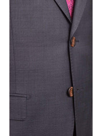 Thumbnail for Max Davoli TWO PIECE SUITS Mens Regular Fit Blue Textured Two Button Half Canvassed Super 150s Wool Suit