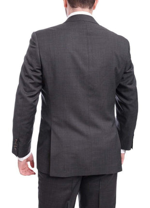 Max Davoli TWO PIECE SUITS Mens Regular Fit Gray Stepweave Two Button Half Canvassed Wool Suit
