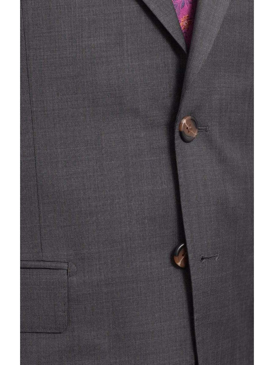 Max Davoli TWO PIECE SUITS Mens Regular Fit Gray Stepweave Two Button Half Canvassed Wool Suit